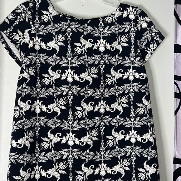 Zara Woman Floral Lace Graphic Print Black Ivory Shift Dress Size Medium - Picture 4 of 13